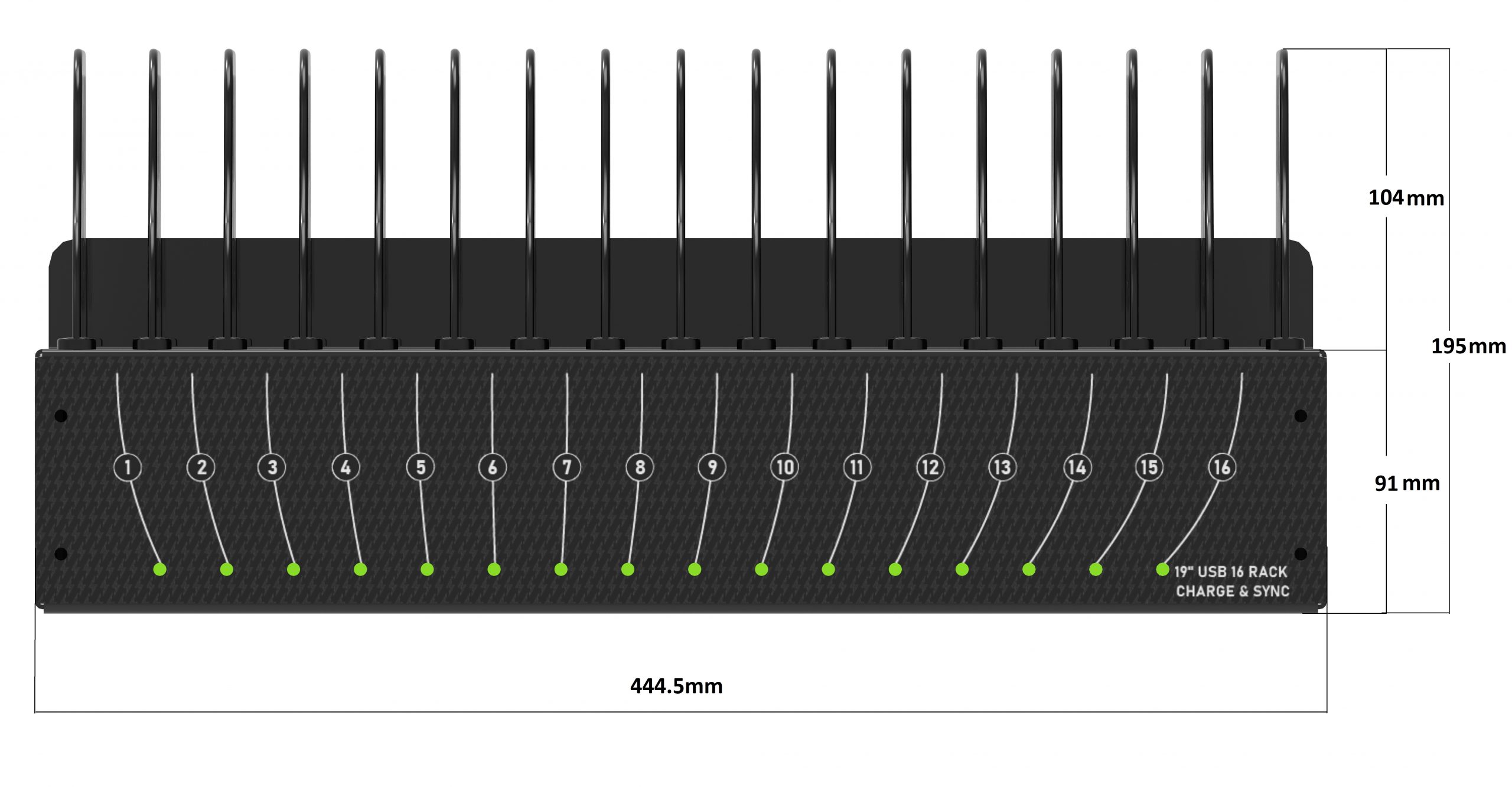 Dimensions of the rack for ipad charging